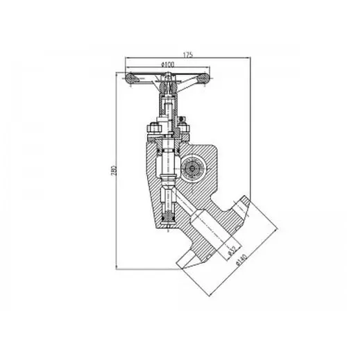 Клапан бронзовый угловой запорный бортовой с невозвратником и ручным приводом 522-36.130-01 (ИПЛТ.49191114-01) 