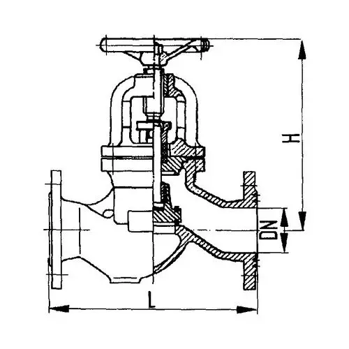 Фланцевый проходной судовой запорный клапан для аммиака с ручным управлением 521-35.2038 